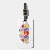 Bloemrijke Mexicaanse Fiesta Bruiloft Bagagelabel (Voorkant verticaal)
