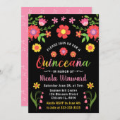 Bloemrijke Mexicaanse Fiesta Quinceañera  Kaart (Voorkant / Achterkant)