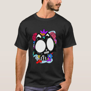 Bloemrijke Mexicaanse Kat Dag van de Doden Dia De  T-shirt