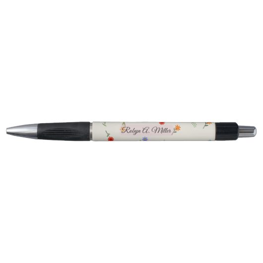 Bloemrijke Minimalistische Aangepaste Naam Elegant Pen (Voorkant)