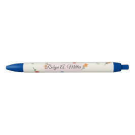 Bloemrijke Minimalistische Aangepaste Naam Elegant Zwarte Inkt Pen
