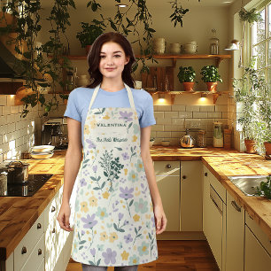 Bloemrijke Minimalistische Koken met Kruiden - keu Schort