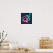 bloemrijke moderne blauwe botanische eenvoudig poster (Keuken)