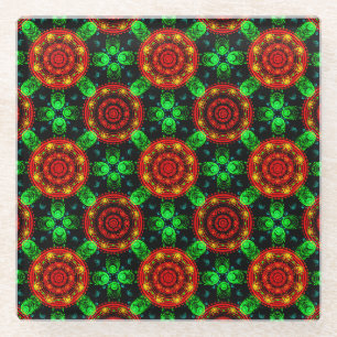 Bloemrijke moderne boho elegante abstracte patroon glazen onderzetter