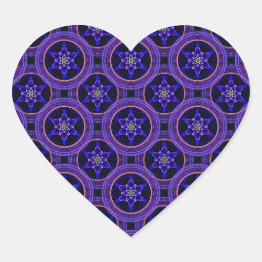 Bloemrijke moderne boho elegante abstracte patroon hart sticker (Voorkant)