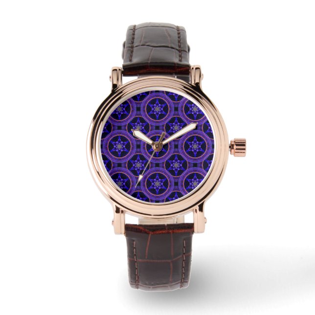 Bloemrijke moderne boho elegante abstracte patroon horloge (Voorkant)