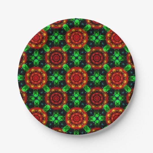 Bloemrijke moderne boho elegante abstracte patroon papieren bordje (Voorkant)