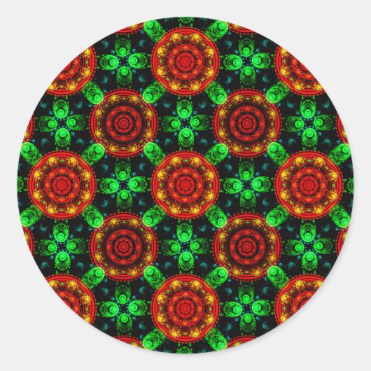 Bloemrijke moderne boho elegante abstracte patroon ronde sticker (Voorkant)