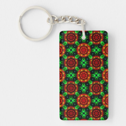 Bloemrijke moderne boho elegante abstracte patroon sleutelhanger (Voorkant)