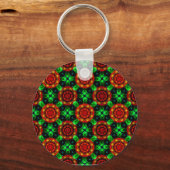 Bloemrijke moderne boho elegante abstracte patroon sleutelhanger (Achterkant)