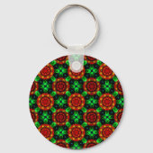 Bloemrijke moderne boho elegante abstracte patroon sleutelhanger (Achterkant)
