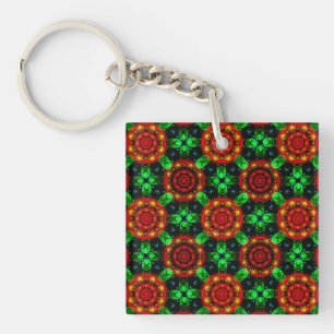 Bloemrijke moderne boho elegante abstracte patroon sleutelhanger