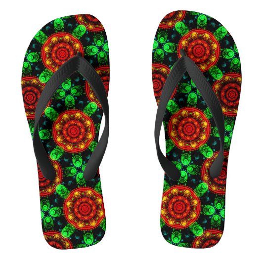 Bloemrijke moderne boho elegante abstracte patroon teenslippers (Voetbed)
