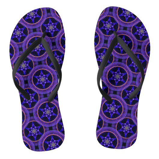Bloemrijke moderne boho elegante abstracte patroon teenslippers (Voetbed)