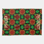 Bloemrijke moderne boho elegante abstracte patroon theedoek (Horizontaal)