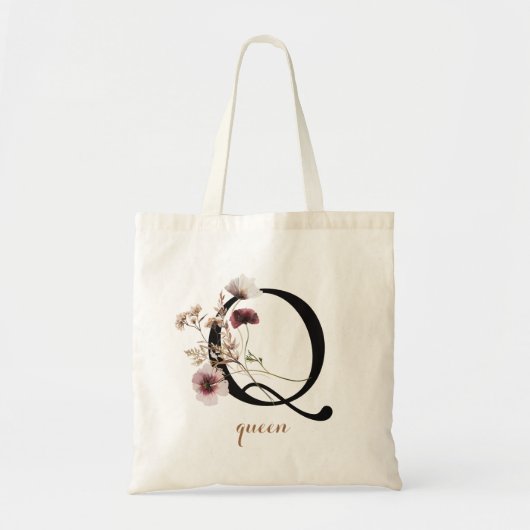 Bloemrijke moderne gepersonaliseerde monogramlette tote bag (Voorkant)