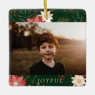bloemrijke moderne kinderen vrolijke kerst foto keramisch ornament