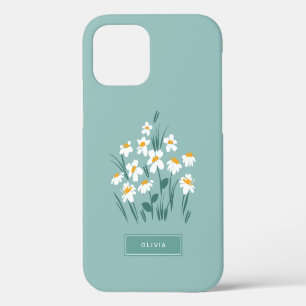Bloemrijke moderne madeliefjes blauwe meisjesachti iPhone 12 pro hoesje