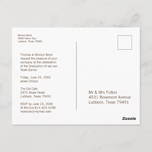 Bloemrijke Moderne Rustieke Hout Foto Afstuderen Briefkaart (Achterkant)