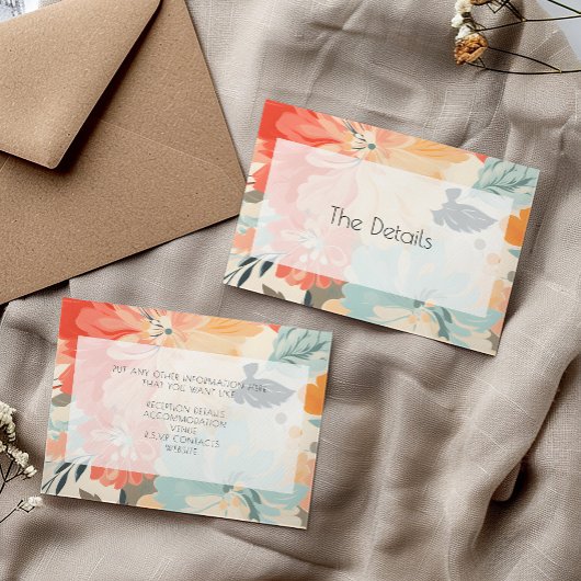 Bloemrijke moderne typografie de details informatiekaartje