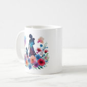 Bloemrijke Moeder & Kind Koffiemok (Voorkant links)