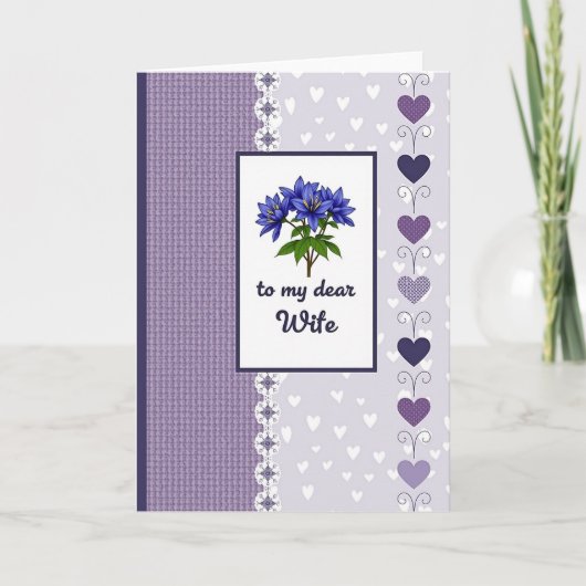Bloemrijke Moederdag Indigo Kaart (Voorkant)