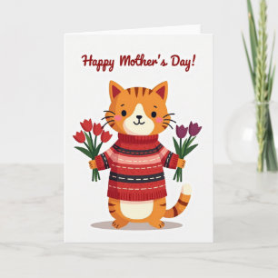 Bloemrijke Moederdag Kitty Kaart