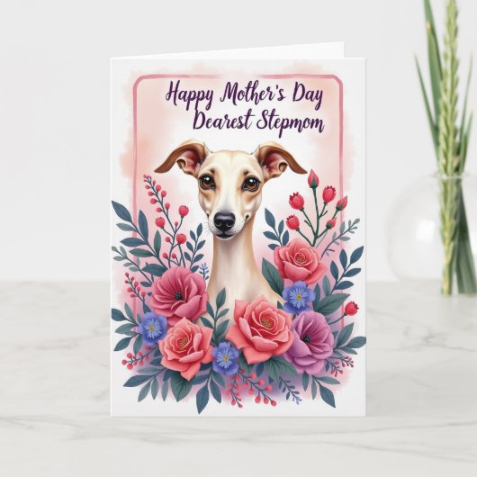 Bloemrijke Moederdag Sighthound Kaart (Voorkant)