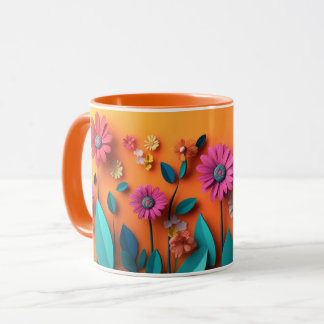 Bloemrijke mok met kleurrijke botanische bloemen, 