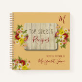 Bloemrijke monogram naam recepten journaal notitieboek (Voorkant)