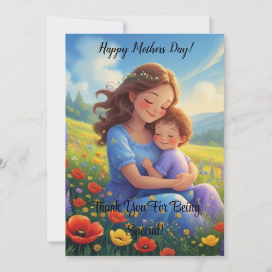 Bloemrijke mooie en zoete Moederdag Kaart (Voorkant)