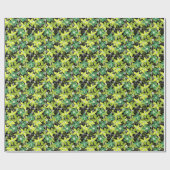 Bloemrijke multikleurige schets retro herfst cadeaupapier (Vlak)