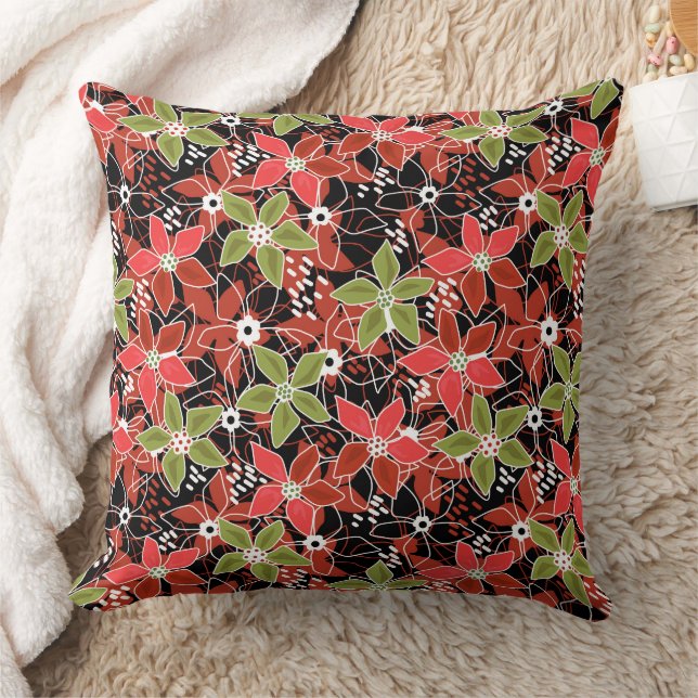 Bloemrijke multikleurige schets retro herfst  kussen (Deken)