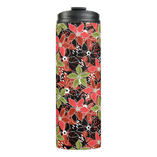 Bloemrijke multikleurige schets retro herfst  thermosbeker