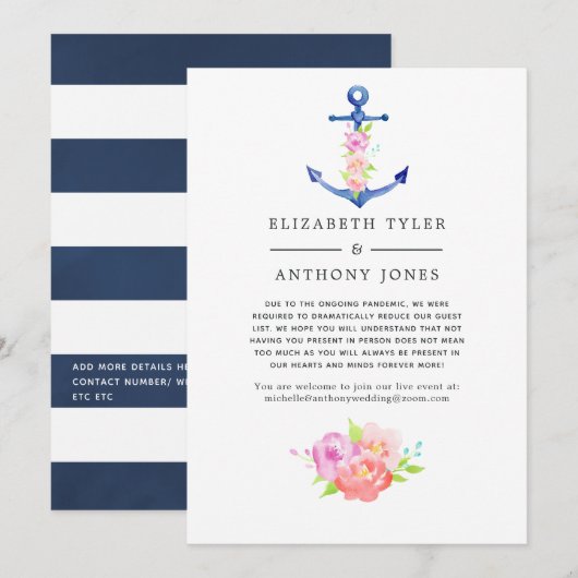 Bloemrijke Nautische Ingekorte Gastlijst Aankondiging (Voorkant / Achterkant)