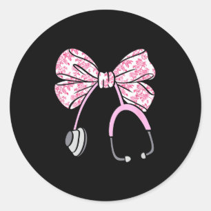 Bloemrijke Nk Coquette Strik Rn Verpleegster Steth Ronde Sticker
