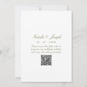 Bloemrijke Olijfgroene Tuin QR Code Retro Bruiloft Kaart (Achterkant)