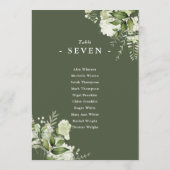 Bloemrijke olijfgroene zitplaats Plan Tafelnummer (Achterkant)
