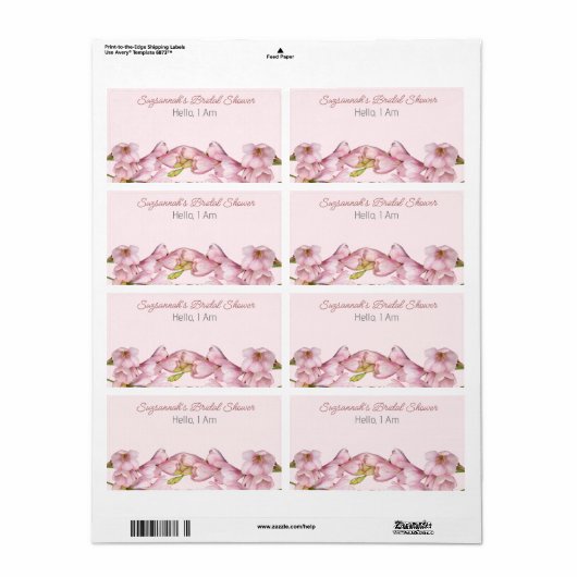 Bloemrijke Onderrand Bruids Bruiloft Label Naam St (Full Sheet)