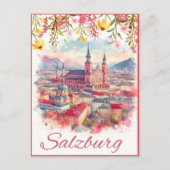 Bloemrijke Oostenrijk hoofdstad Salzburg skyline Briefkaart (Voorkant)