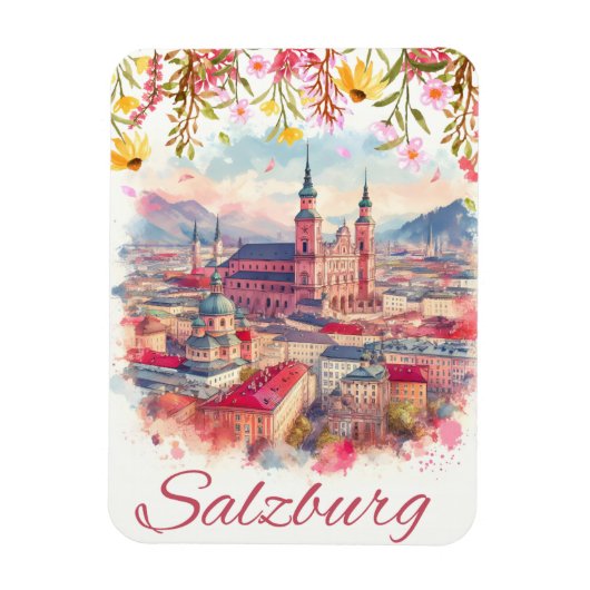 Bloemrijke Oostenrijk hoofdstad Salzburg skyline Magneet (Verticaal)