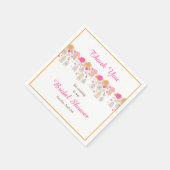 Bloemrijke Oranje & Roze Vogelkooien Bruidsdouche Servet (Hoek)