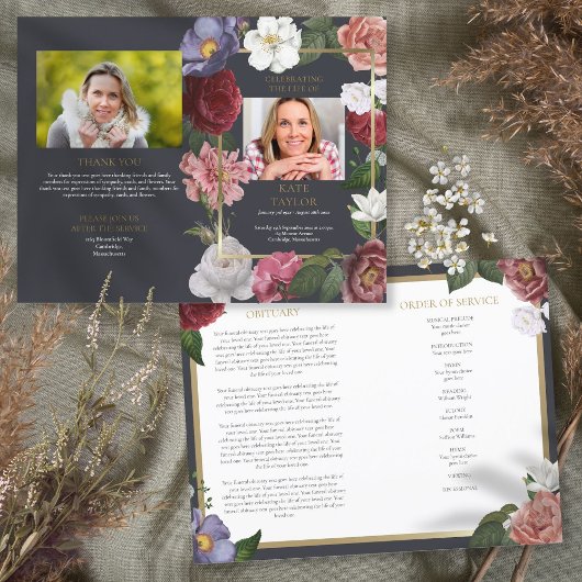 Bloemrijke Orde van Dienst Funeral Memorial Progra