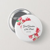 Bloemrijke Oud-oudoma van de bruid Roze Wit Ronde Button 5,7 Cm (Voorkant /achterkant)