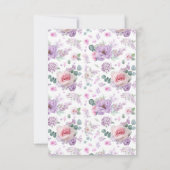 Bloemrijke paarse en roze botanische Save The Date (Achterkant)