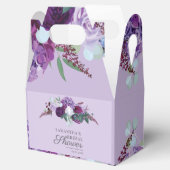 Bloemrijke paarse groene botanische bruidsdouche bedankdoosjes (Geopend)