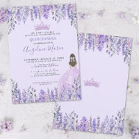 Bloemrijke paarse Quinceanera uitnodiging