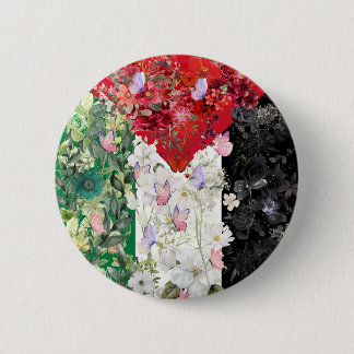Bloemrijke Palestijnse Vlag Knop Speld | Palestijn Ronde Button 5,7 Cm