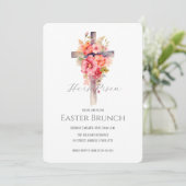 Bloemrijke Pasen Brunch Kruis Kaart (Staand voorkant)