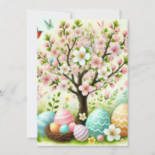 Bloemrijke Pasen eieren pastel aquarel  Feestdagenkaart